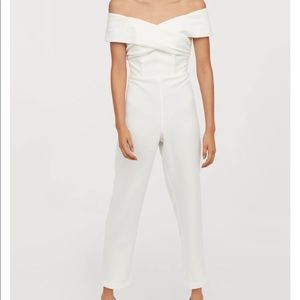 H&M Off The Shoulder Jumpsuit Pantsuit White 10